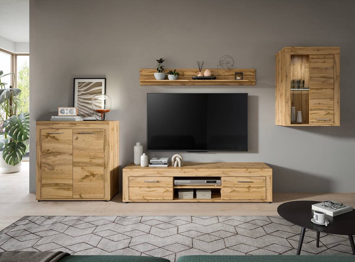 Wohnwand Jam Eiche Wotan Nachbildung B/H/T: ca. 330x169x35 cm