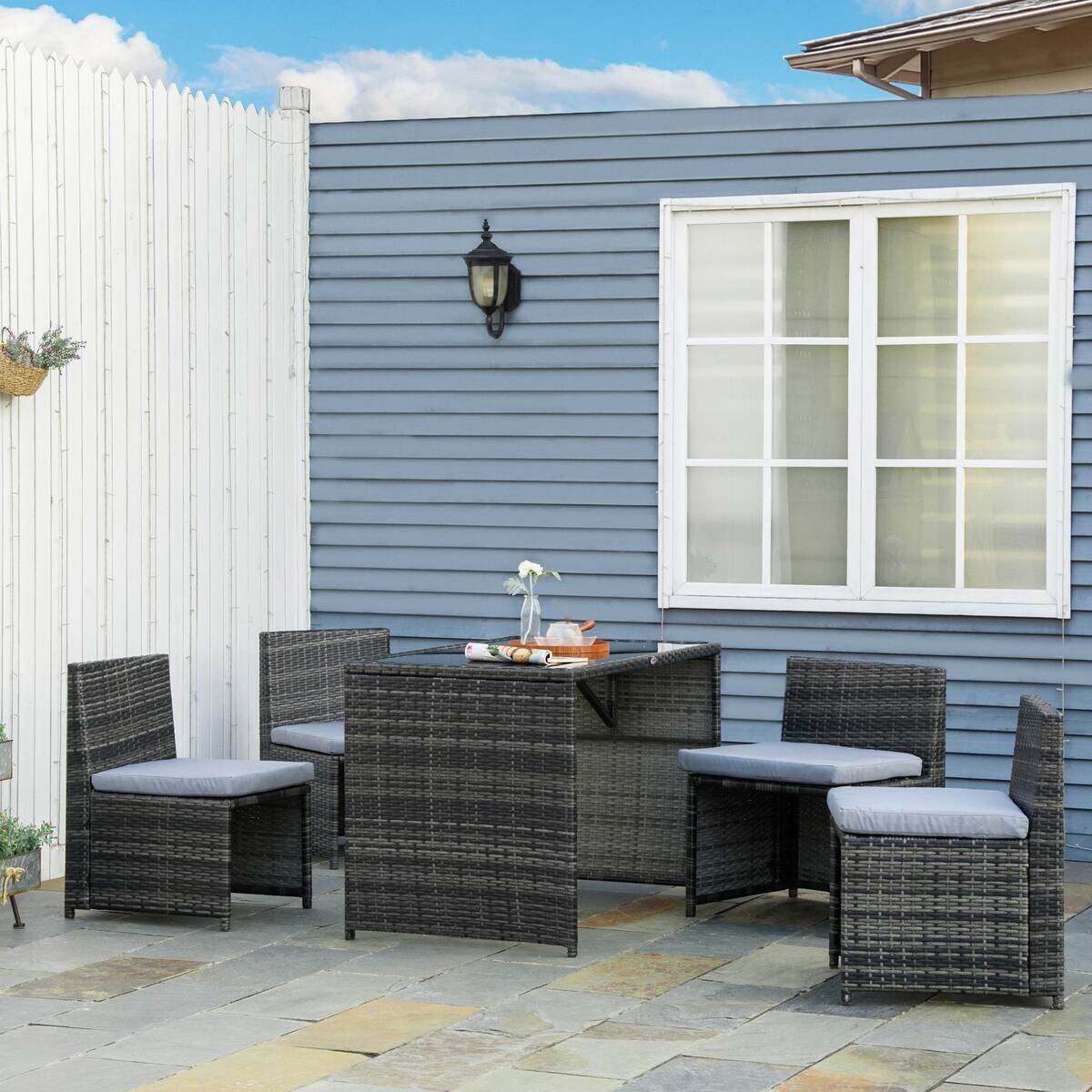 Outsunny Sitzgruppe grau Polypropylen B/H/L: ca. 69x120x77,5 cm