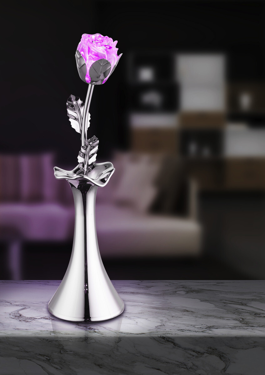 GLOBO Tischleuchte Rosi Chrom klar Metall Acryl H/D: ca. 29x8 cm