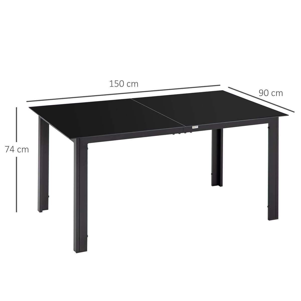 Outsunny Gartentisch schwarz Aluminium B/H/L: ca. 90x74x150 cm