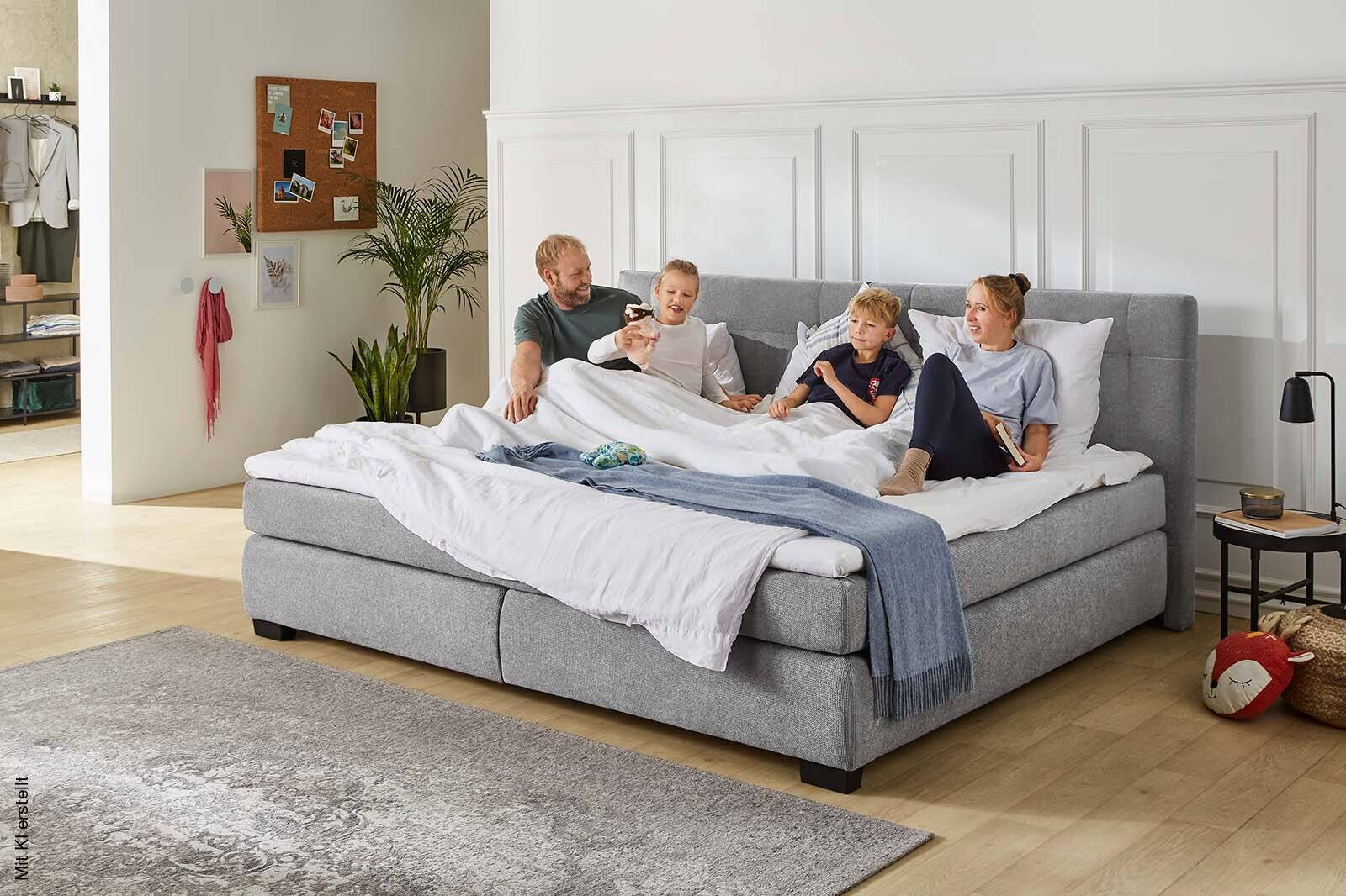 Familienbett grau dunkel Microfaser Liegefläche B/L: ca. 240x200 cm