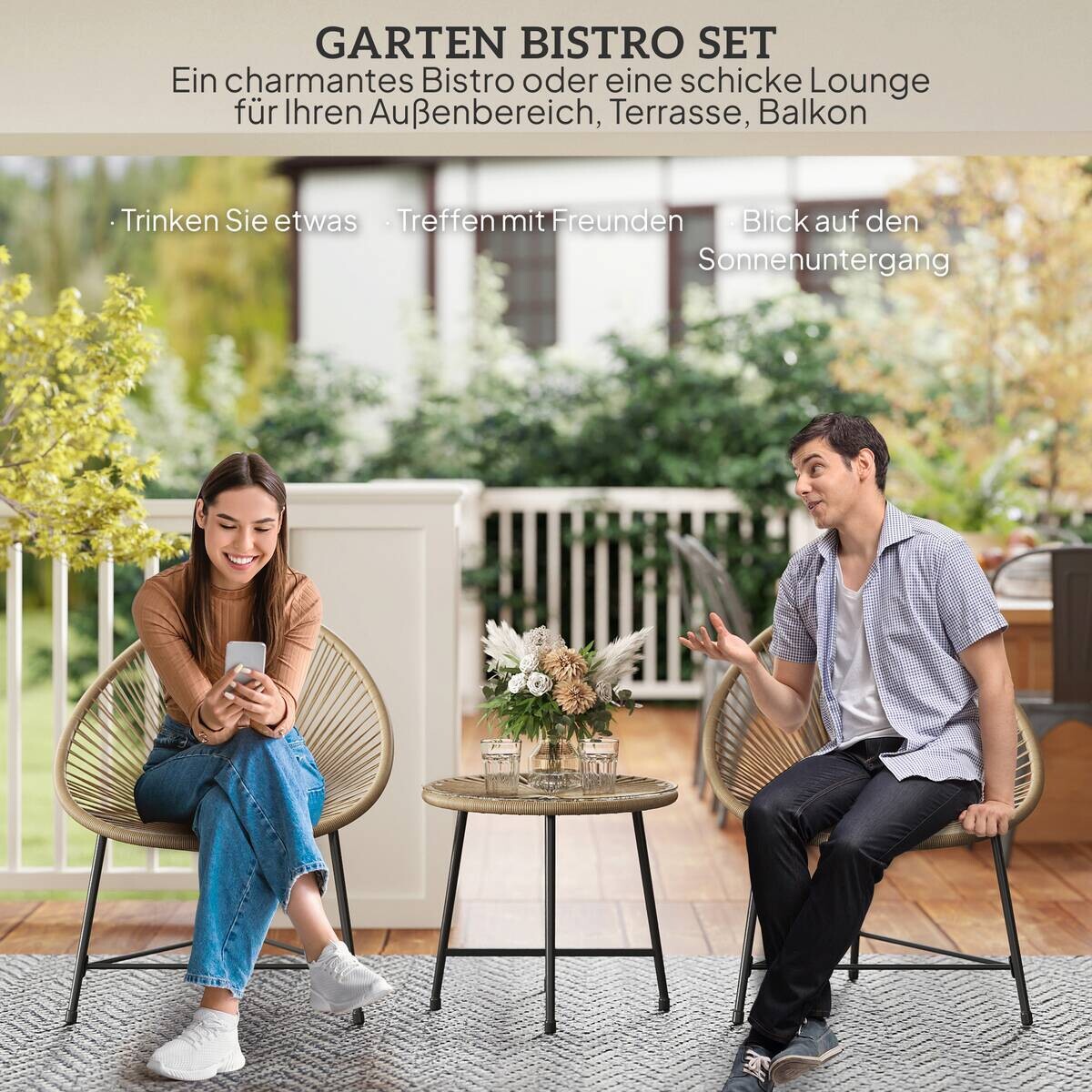 Outsunny Gartenmöbel-Set B/H/L: ca. 68x81x72 cm