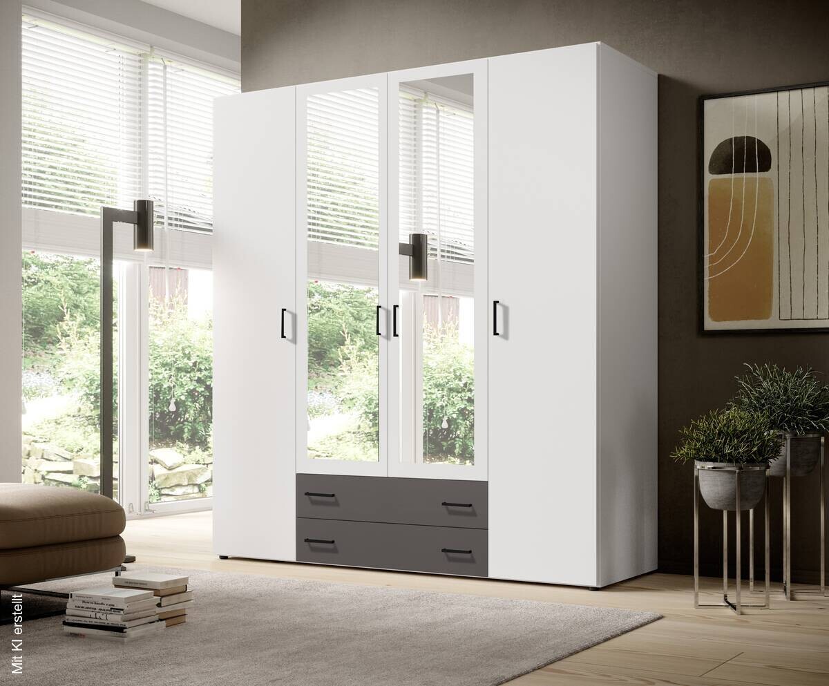 Kleiderschrank Base 4 weiß B/H/T: ca. 161x176x51 cm