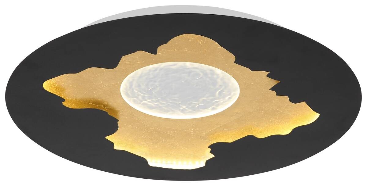 GLOBO LED-Deckenleuchte mattschwarz gold Opal Metall Acryl H/D: ca. 4,9x45 cm 1 Brennstellen