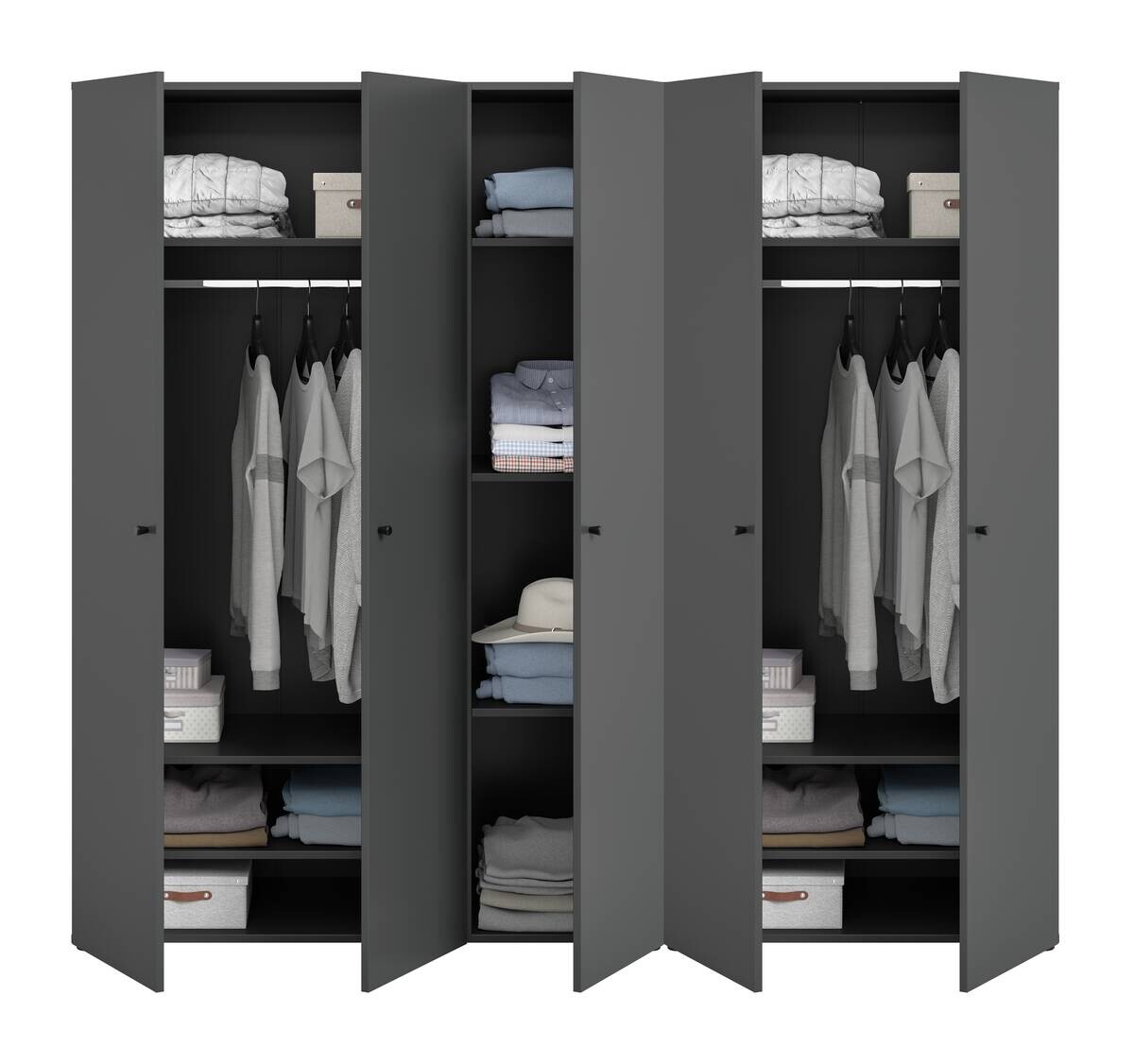 Kleiderschrank DARWIN anthrazit B/H/T: ca. 200x176x51 cm