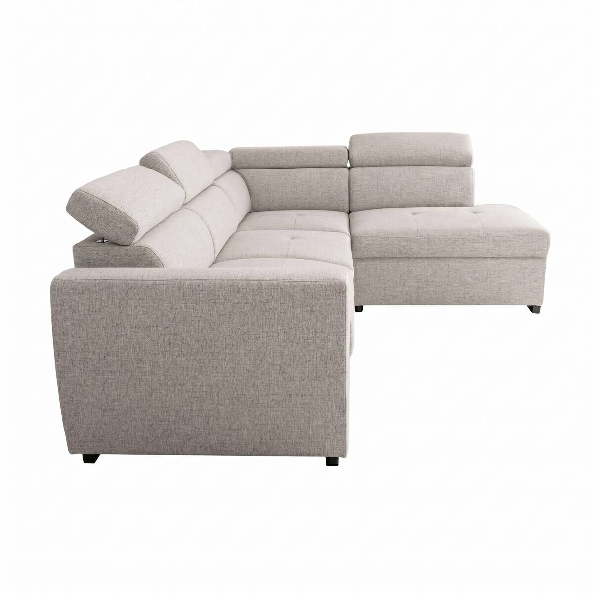 Ecksofa mit Bettfunktion und Bettkasten beige Webstoff B/H/T: ca. 245x184x87 cm