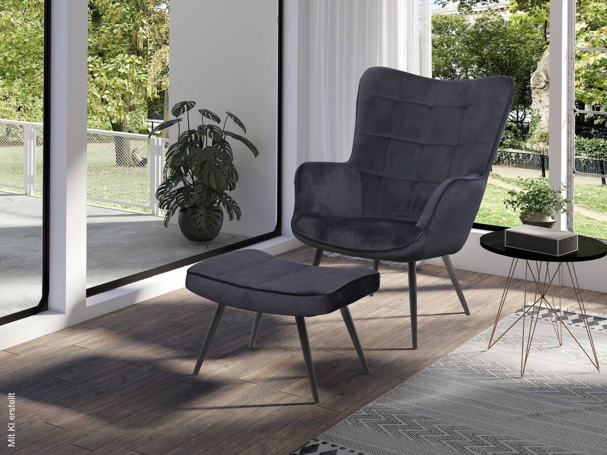 byLIVING Sessel UTA schwarz schwarz Stoff Metall B/H/T: ca. 72x97x80 cm