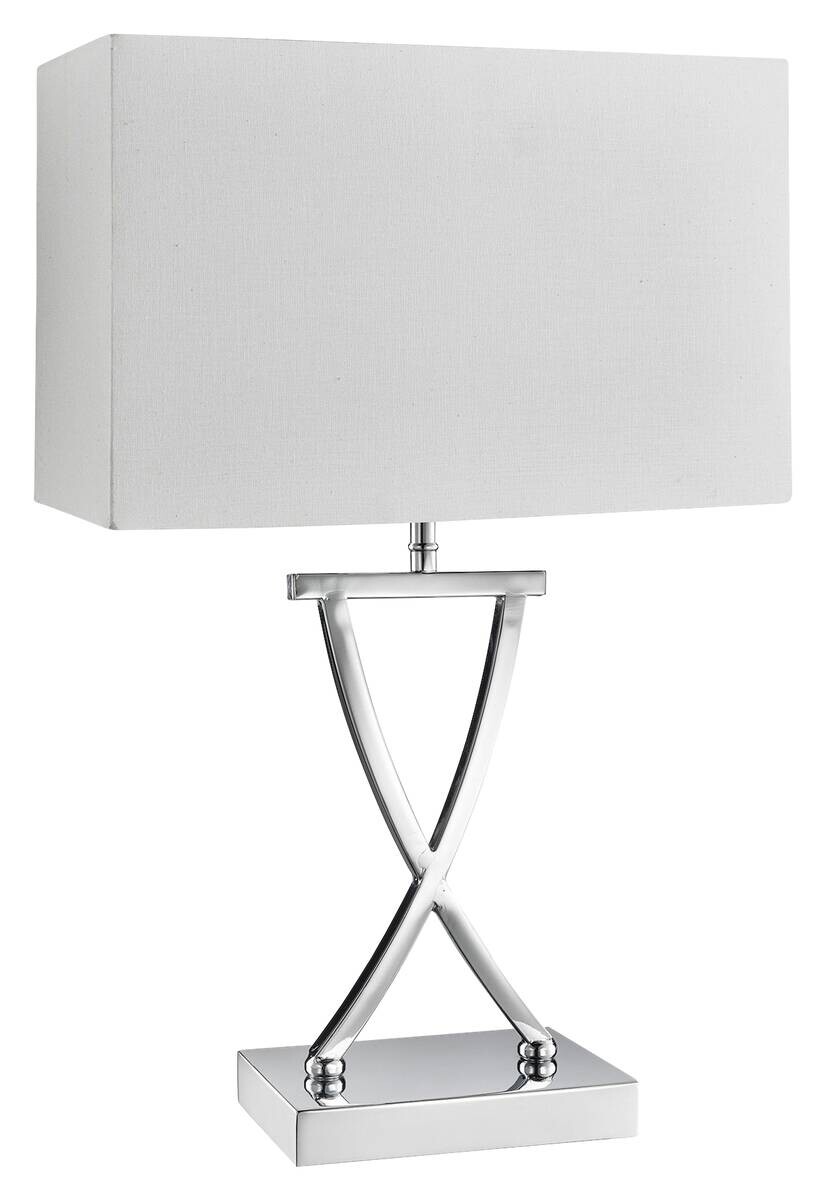 Searchlight Tischlampe Club Chrom weiß Stahl B/H/L: ca. 20x48,5x31 cm E14 1 Brennstellen