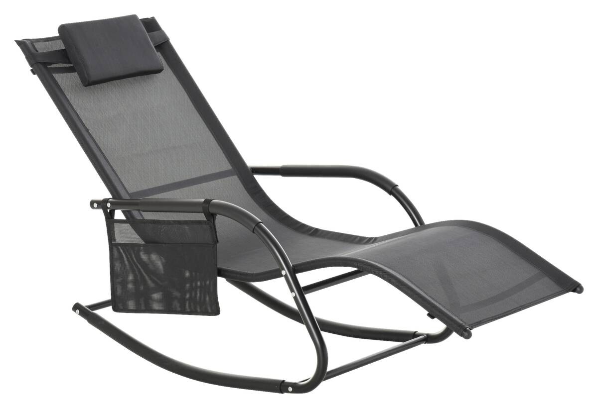 Outsunny Schaukelstuhl schwarz Metall B/H/L: ca. 62x88x150 cm
