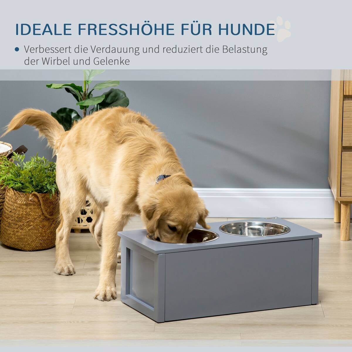 PawHut Hunde-Zubehör grau MDF B/H/L: ca. 30x60x24 cm
