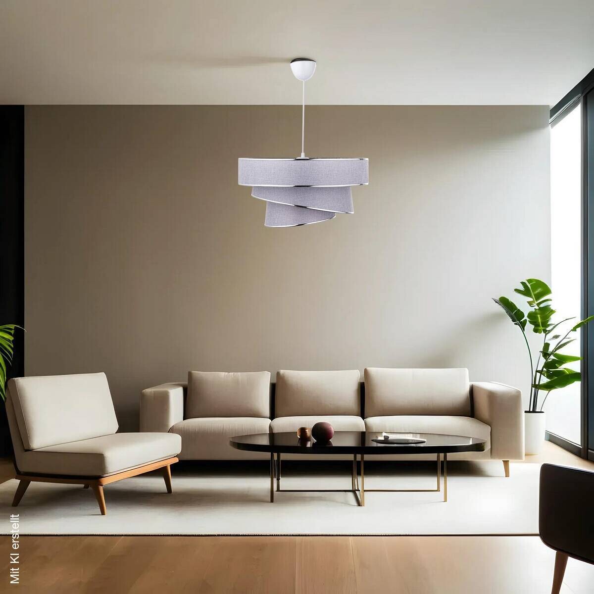 Opviq Pendelleuchte Couper silber grau B/H/T/L/D: ca. 40x72x40x40x40 cm E27 1 Brennstellen