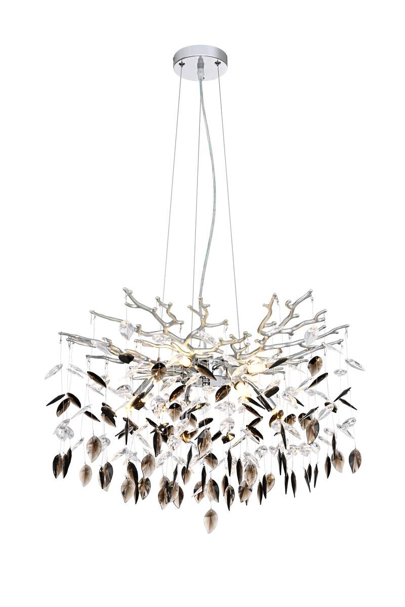 GLOBO Pendelleuchte Danna Chrom Metall Kunststoff Acryl H/D: ca. 120x60 cm G9 8 Brennstellen