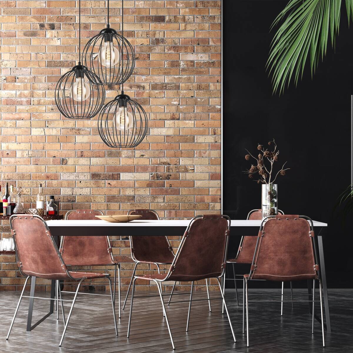 Lamkur Pendelleuchte ZOYA 45450 schwarz Stahl H/L: ca. 50x107 cm E27 3 Brennstellen