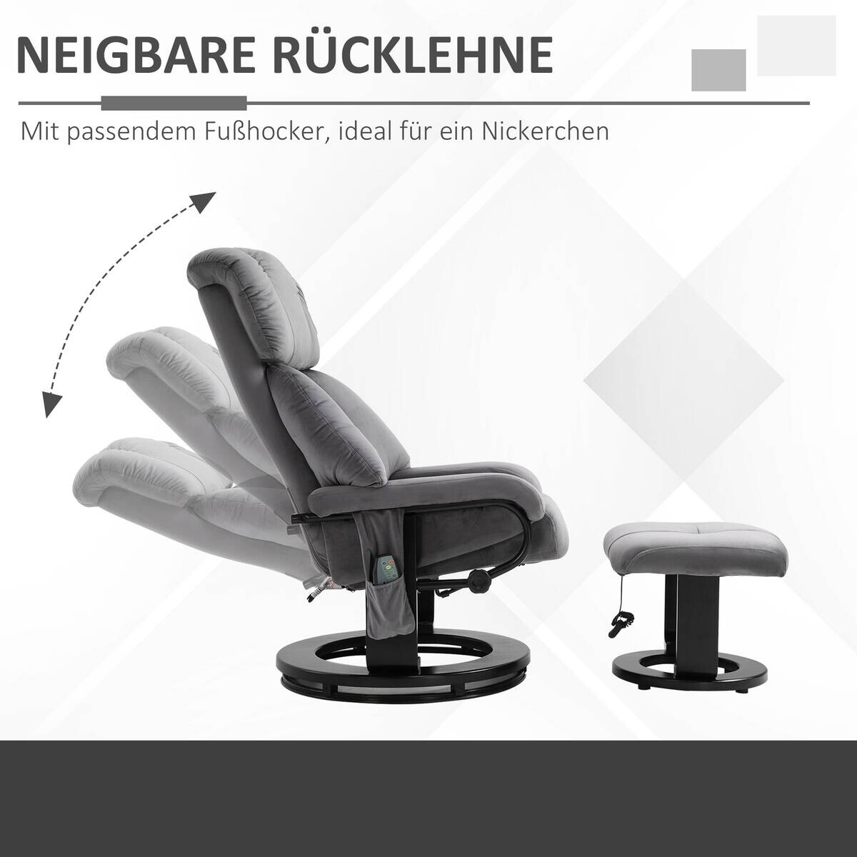 HOMCOM Massagestuhl grau B/H/L: ca. 80x76x102 cm