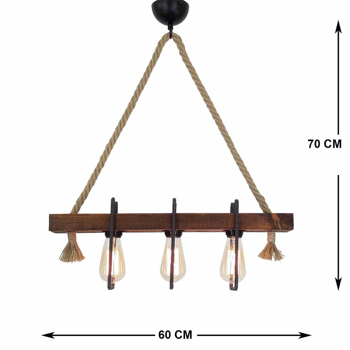 Opviq Pendelleuchte Kiefer B/H/T/L: ca. 10x70x60x10 cm E27 3 Brennstellen