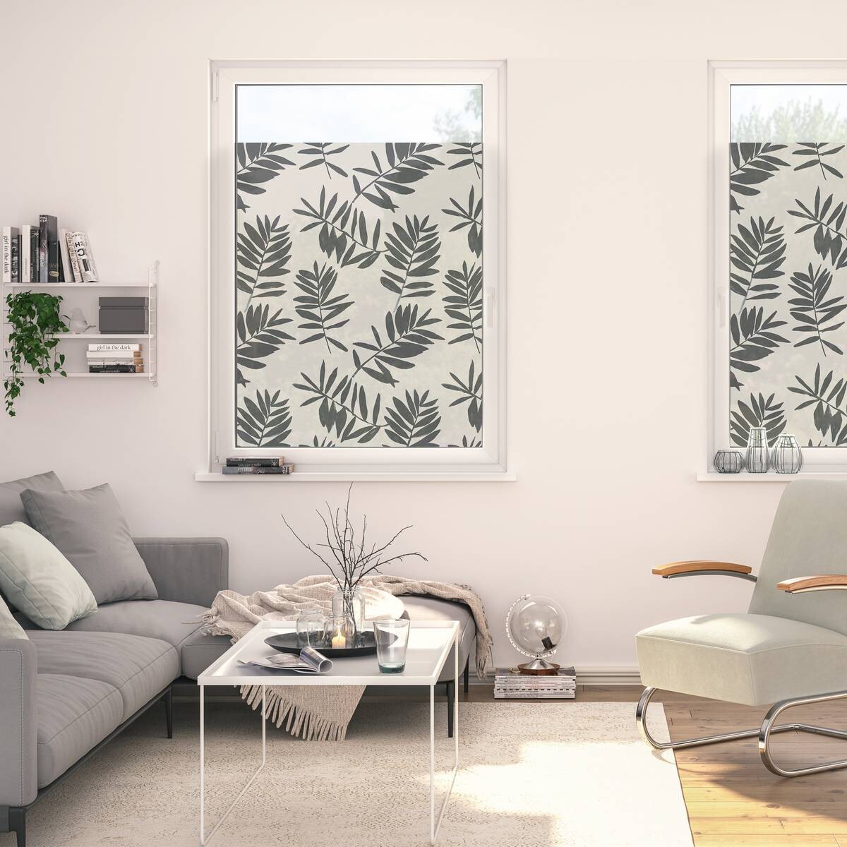 LICHTBLICK Fensterfolie Watercolor Blätter Watercolor schwarz B/L: ca. 100x180 cm