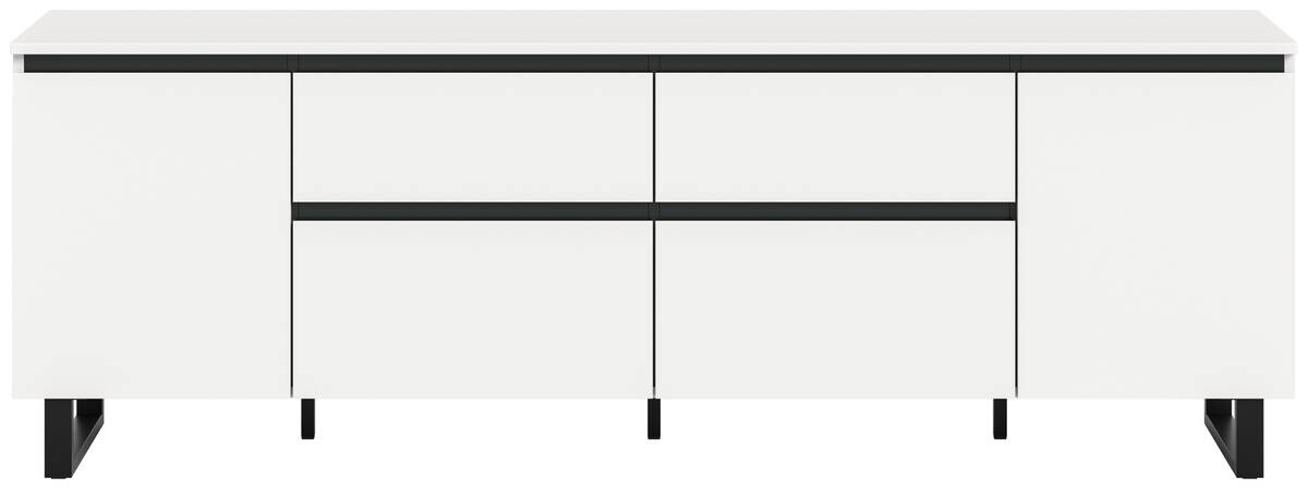 Lowboard Tomasa weiß schwarz B/H/T: ca. 188x65x36 cm
