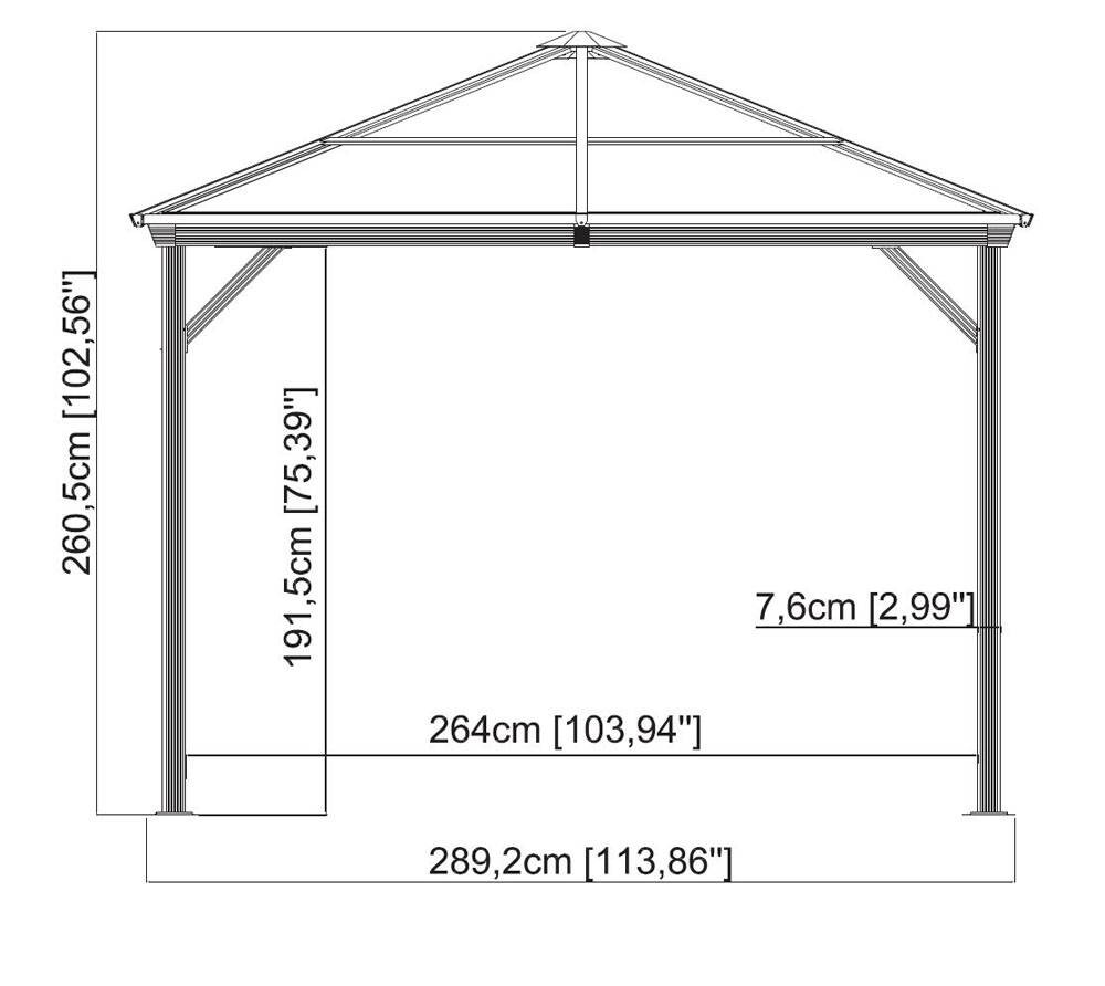 Sojag Pavillon Ventura anthrazit Stahl B/H/L: ca. 296x260x296 cm
