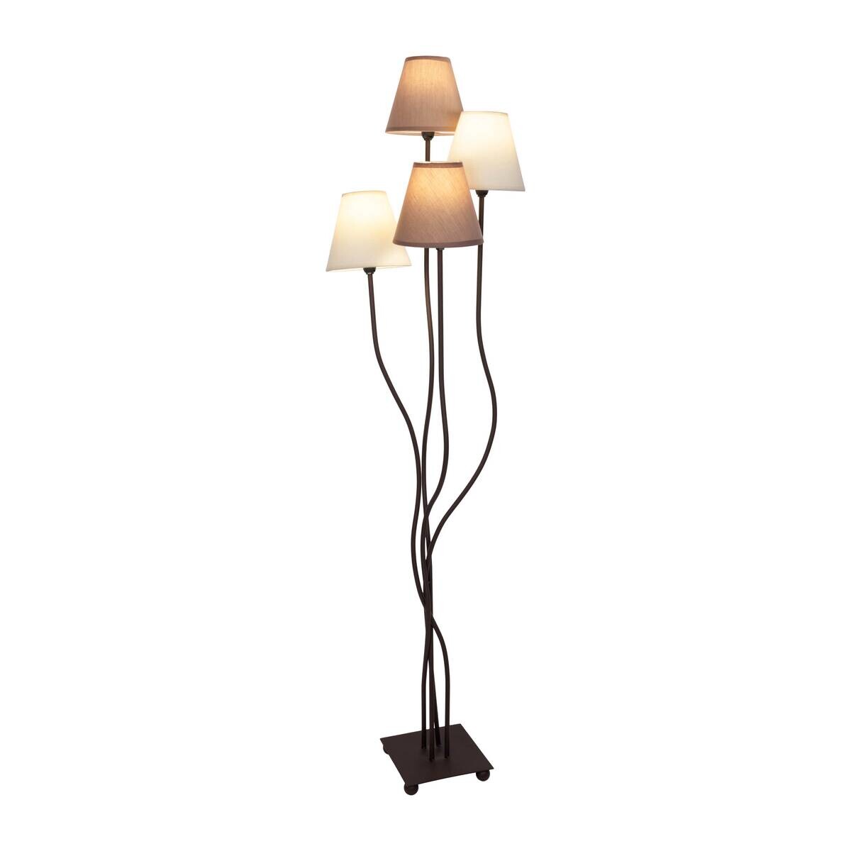 Näve Leuchten Stehlampe 2040911 braun Metall Textil B/H/T: ca. 34x138x43 cm 4 Brennstellen