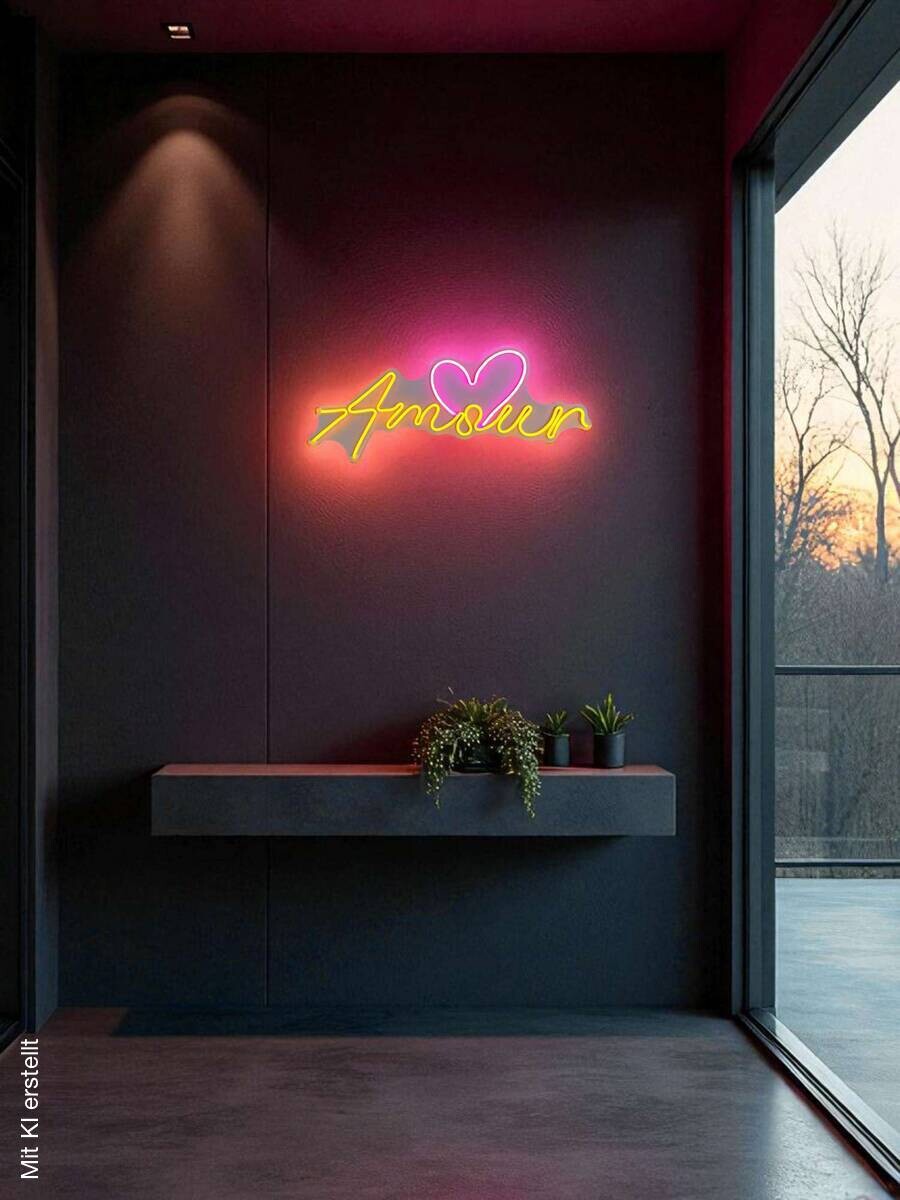 Opviq LED-Wandleuchte gelb rosa PVC B/H/T/L: ca. 59x25,5x2x59 cm