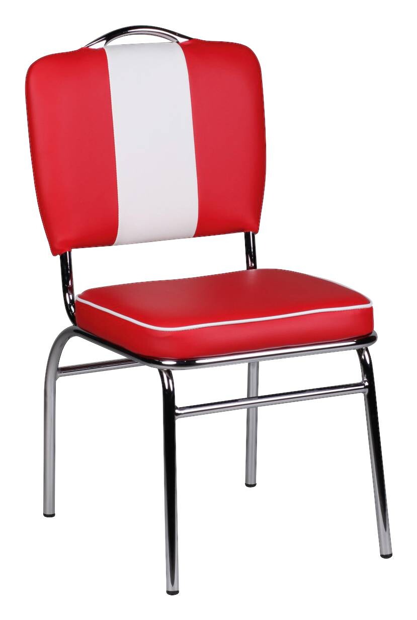 Stuhl rot weiß Kunstleder B/H/T: ca. 47x90x45 cm