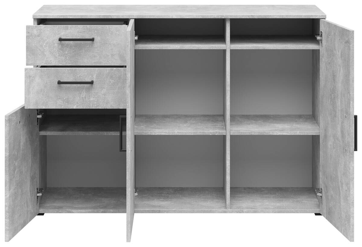 Kommode Multi-Stauraum Typ 28 Beton Optik B/H/T: ca. 120x83x40 cm