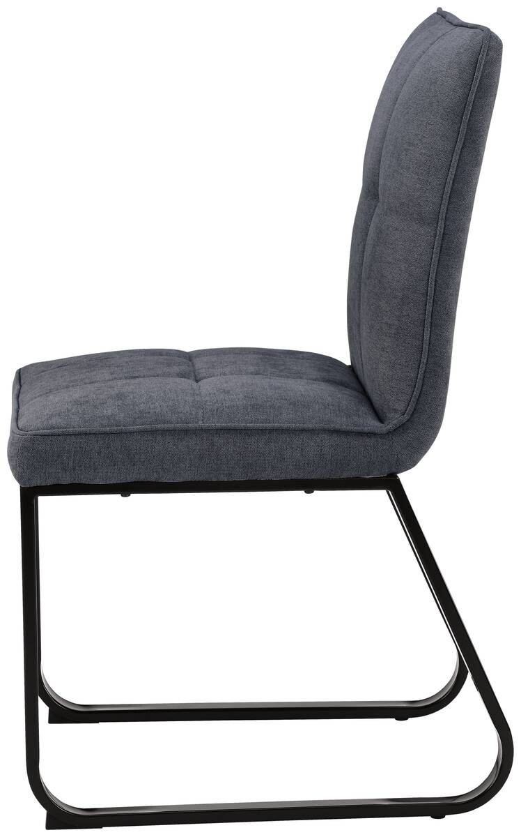 Stuhl TALEA 2er-Set dunkelgrau schwarz Webstoff Metall B/H/T: ca. 46x86x55 cm