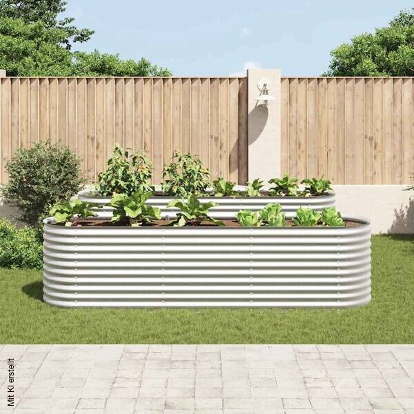 Garten-Hochbeet silber Stahl B/H/L: ca. 80x81x320 cm