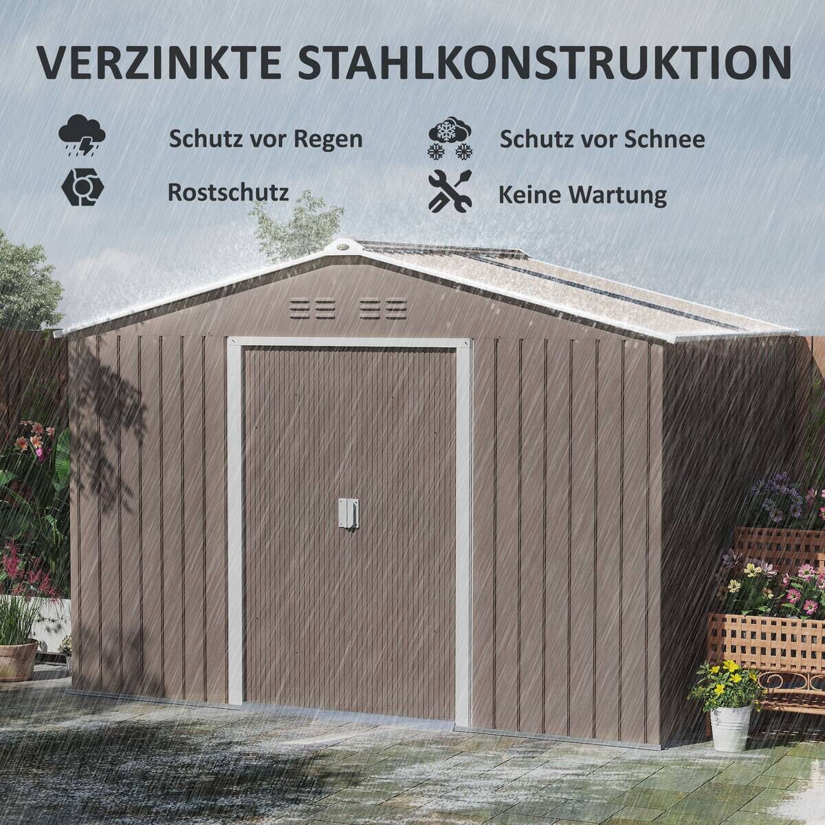 Outsunny Gartenhaus hellgrau B/H/L: ca. 195x192x277 cm