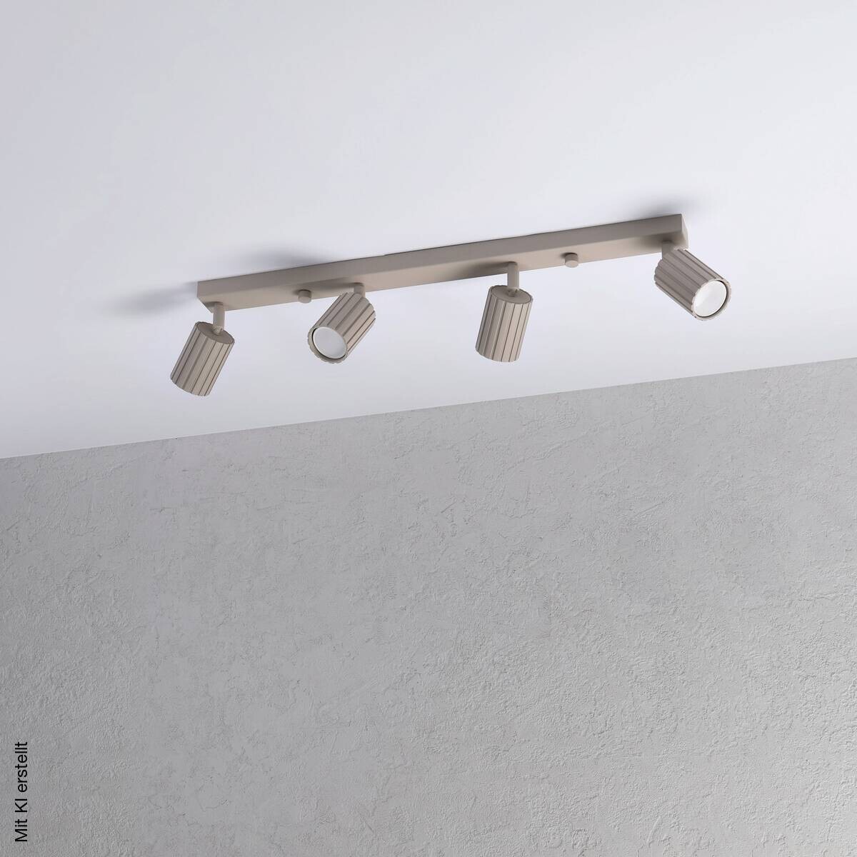 Lamkur Strahler Prisma beige Stahl B/H/L: ca. 6,5x16,5x81 cm 4 Brennstellen