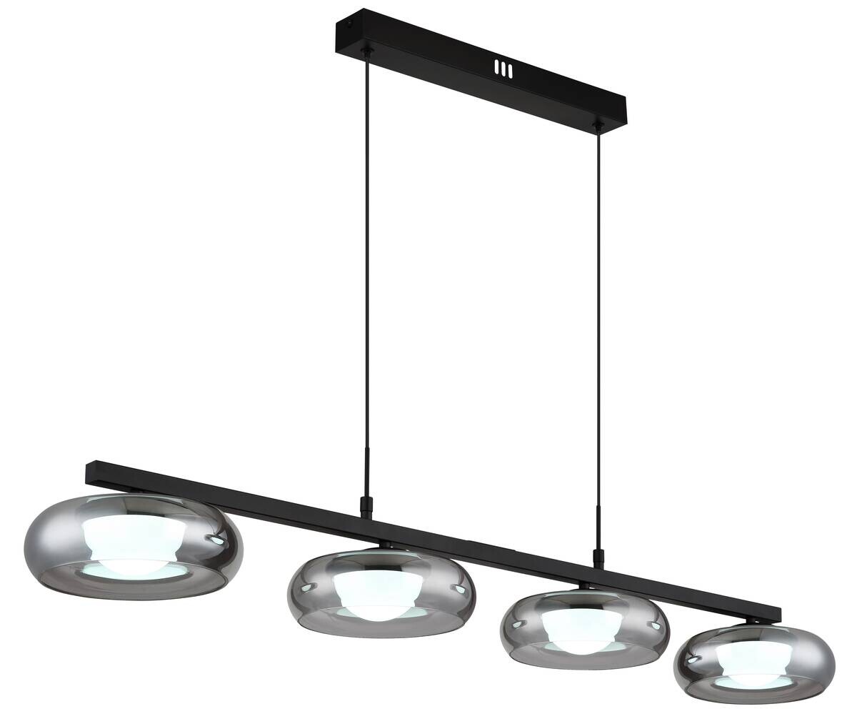 GLOBO Hängeleuchte Rauch schwarz Glas Metall B/H/L: ca. 26x17x124 cm