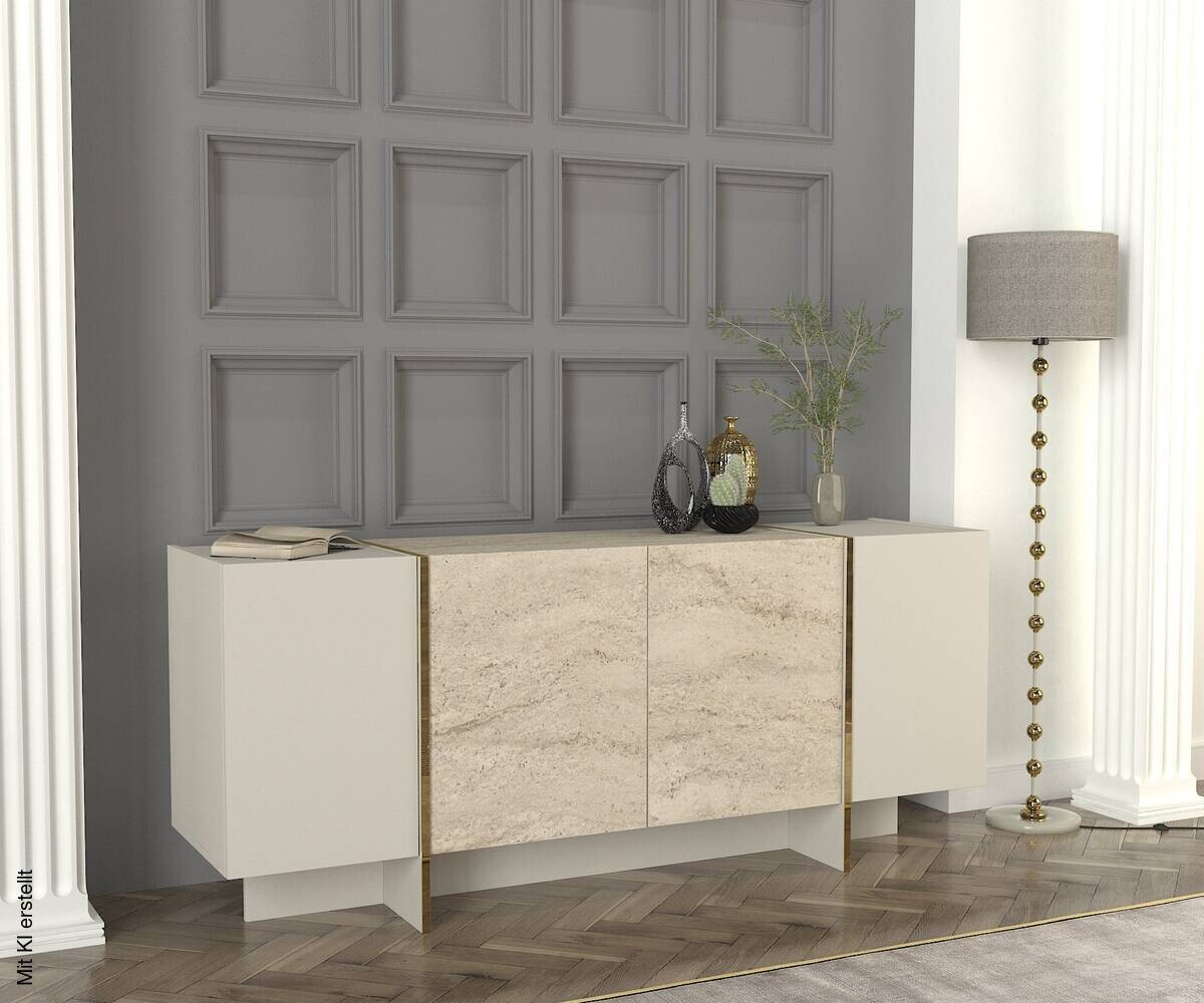 Sideboard Veyron beige granit Optik B/H/T: ca. 180x75,5x46,6 cm