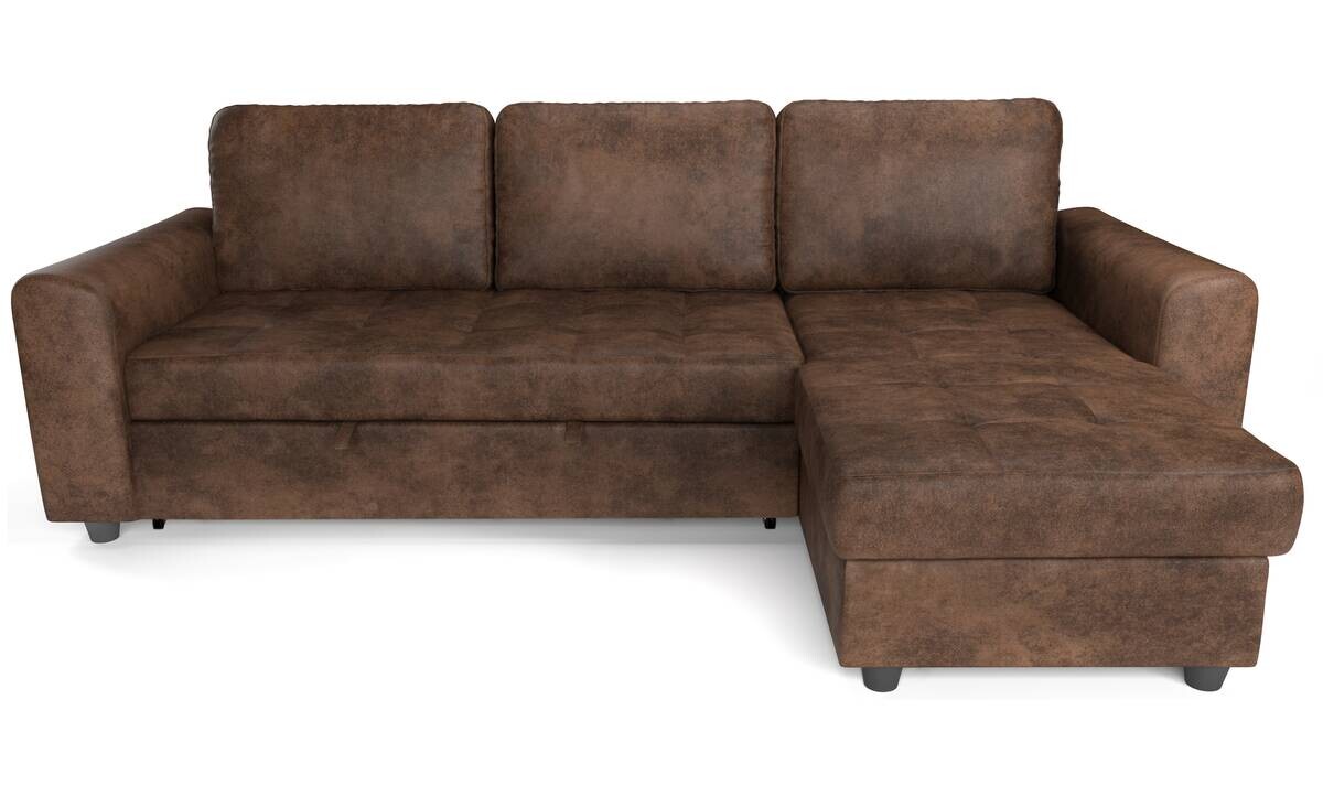 Ecksofa mit Bettfunktion und Bettkasten hellbraun Microfaser B/T: ca. 245x155 cm