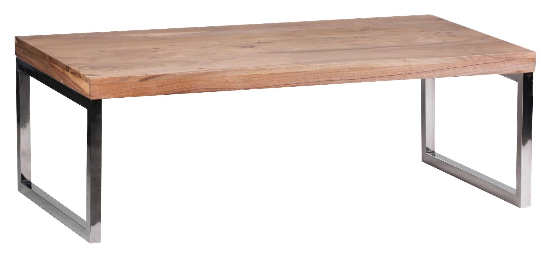 Wohnling Couchtisch natur Chrom Akazie Metall B/H/T: ca. 120x40x60 cm