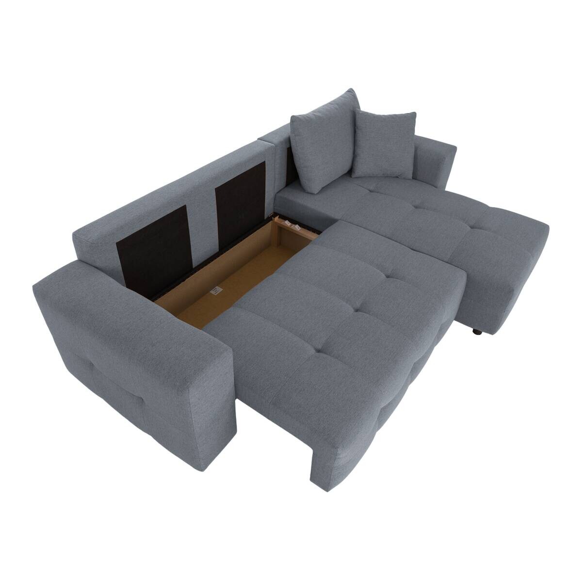 Ecksofa mit Bettfunktion und Bettkasten grau Webstoff B/H/T: ca. 247x83x162 cm
