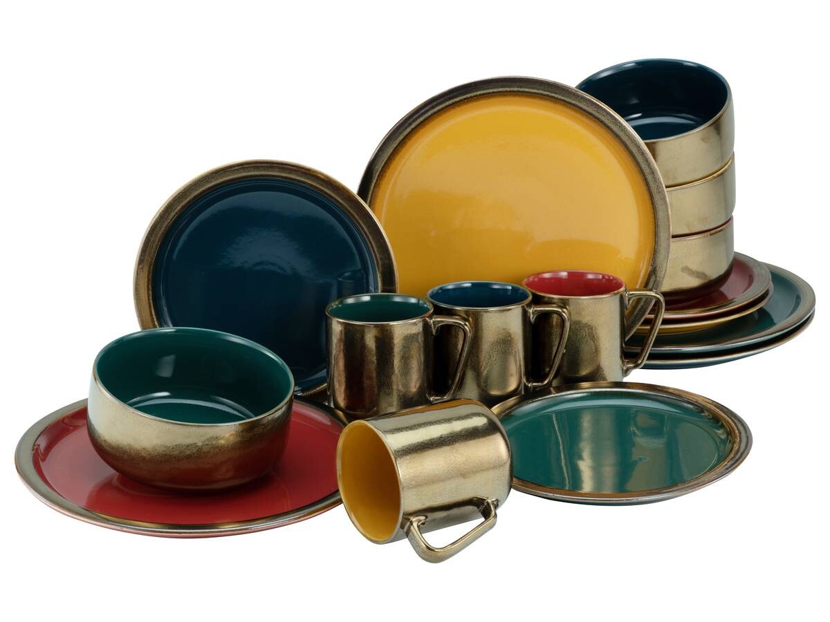 CreaTable Kombiservice RUSTIKAL - Collection bunt Steinzeug 16 tlg.