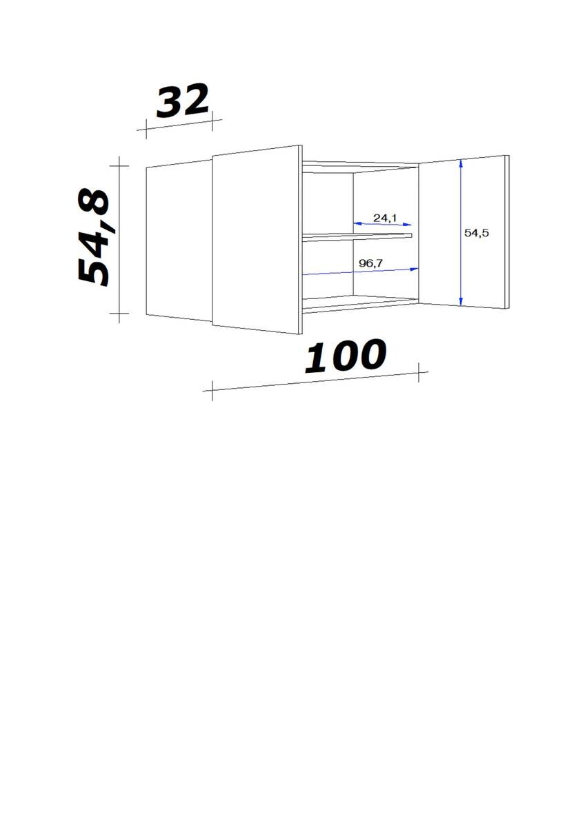 Hängeschrank Valero weiß Hochglanz B/H/T: ca. 100x54,8x32 cm