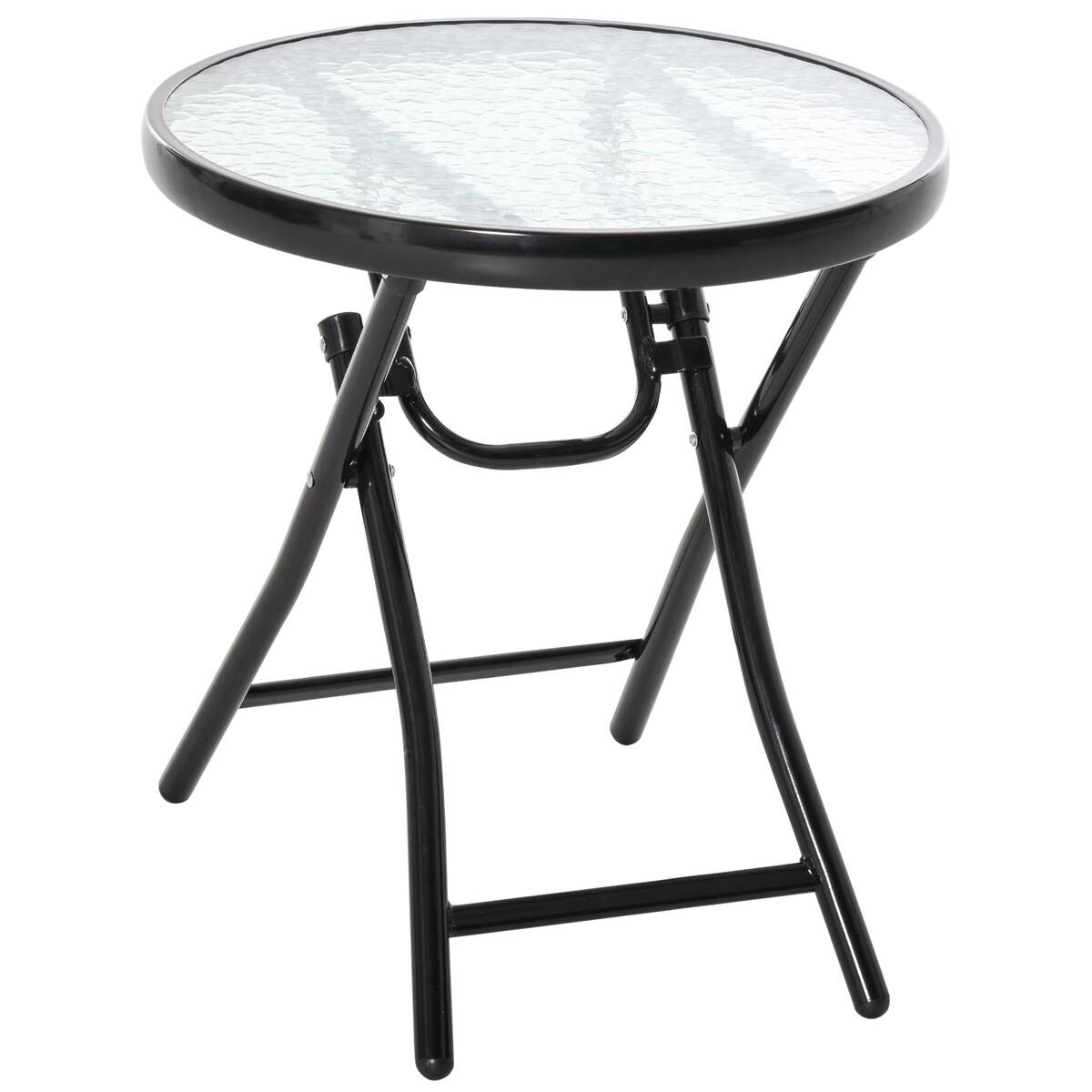 Outsunny Gartentisch schwarz Metall H/D: ca. 50x45 cm