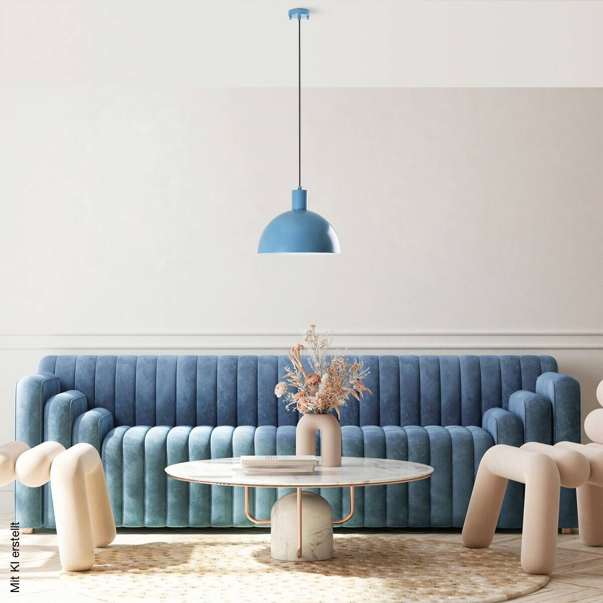 Opviq Pendelleuchte blau B/H/T: ca. 30x117x30 cm E27 1 Brennstellen