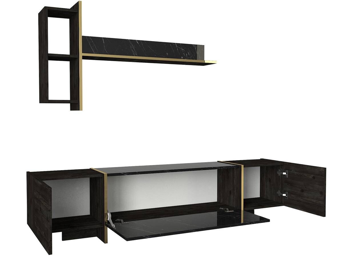 Wohnwand Veyron Rebab dunkel Marmoroptik B/H/T: ca. 180x45x32 cm