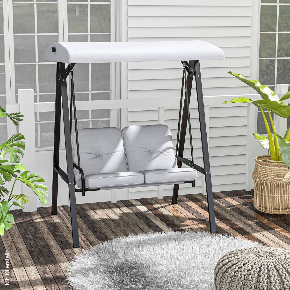 Outsunny Hollywoodschaukel grau Stahl B/H/L: ca. 116x172x145 cm