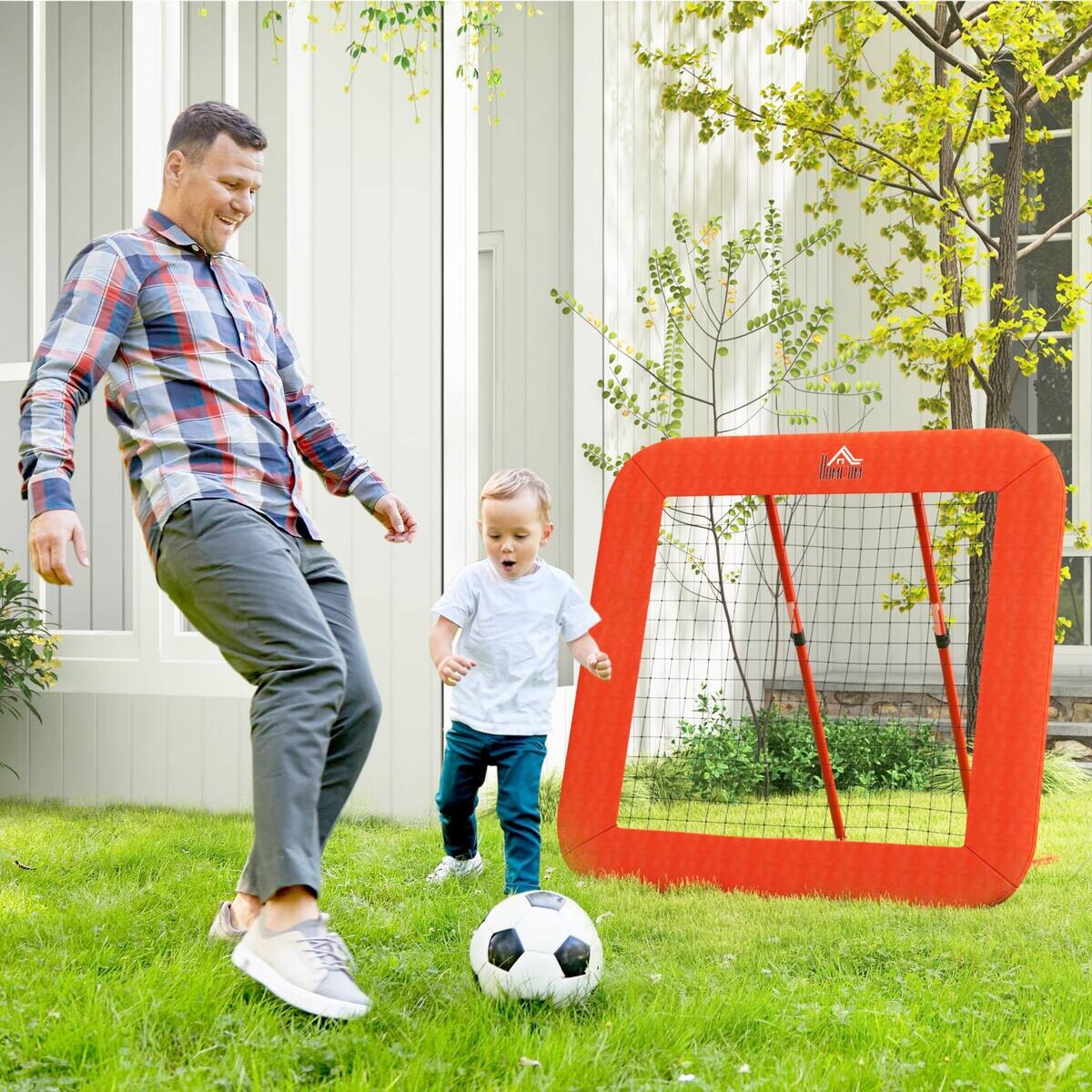 HOMCOM Fußball Rebounder rot Metall B/H/L: ca. 118x120x128 cm