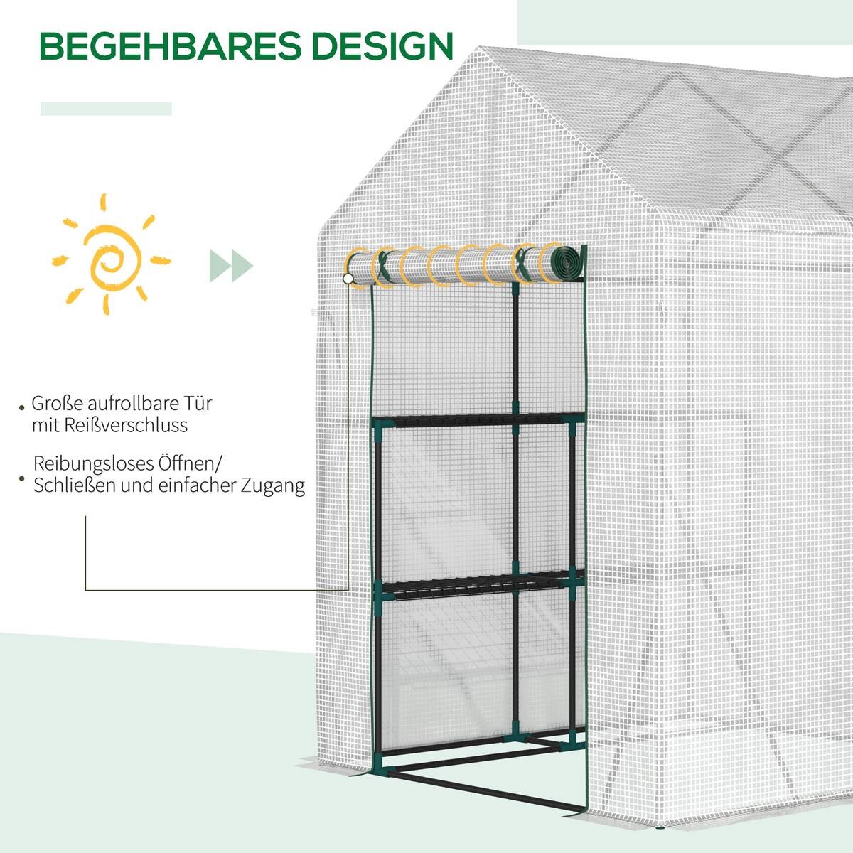 Outsunny Gewächshaus B/H/L: ca. 143x195x143 cm