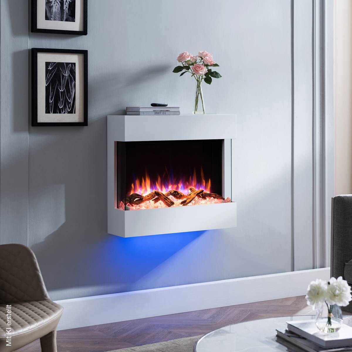 Balderia Wandkamin Elektrischer-Kamin Alva weiß MDF B/H/T: ca. 63,4x72,6x20 cm