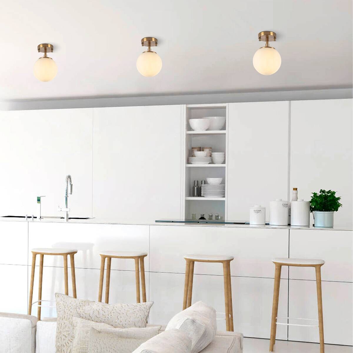 Opviq Deckenleuchte Atmaca-10220 Glas Metall B/H/T/L/D: ca. 15x23x15x15x15 cm E14 1 Brennstellen