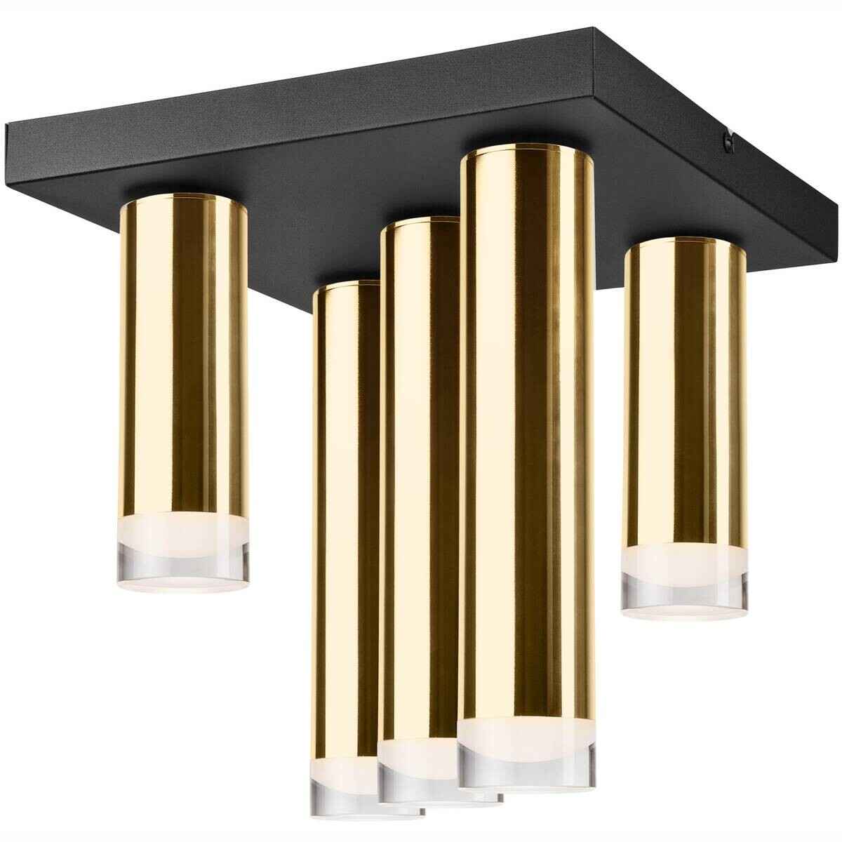 Lamkur Deckenleuchte schwarz gold Stahl B/H/L: ca. 30x31,5x30 cm E27 5 Brennstellen