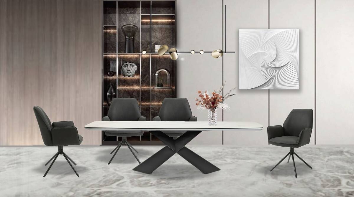 Stuhl BLAIR 2er-Set anthrazit Vintage schwarz Stoff Metall B/H/T: ca. 57x89x61 cm