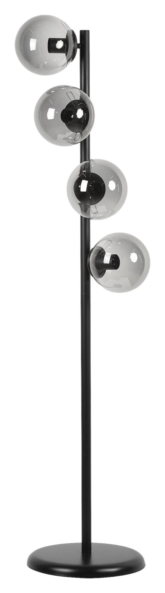 Opviq Stehlampe schwarz Glas Metall B/H/L: ca. 30x137x30 cm E27 4 Brennstellen