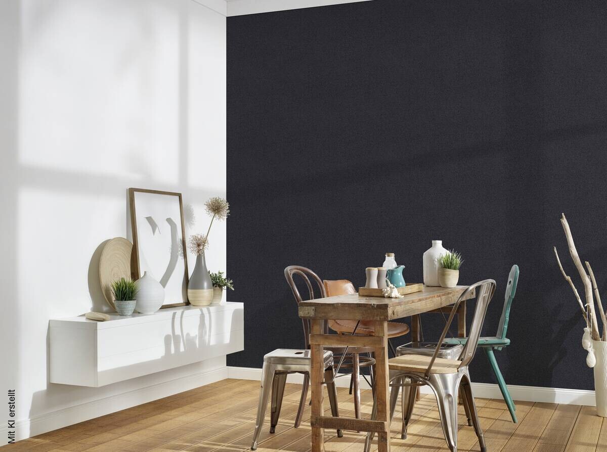 A.S.Creation Vliestapete New Elegance Uni schwarz B/L: ca. 53x1005 cm