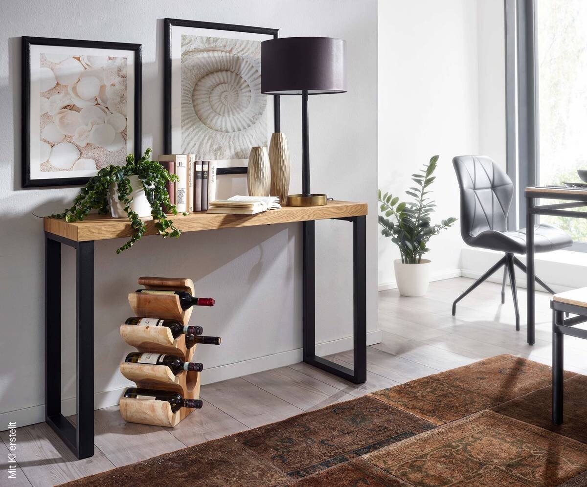 Konsolentisch natur schwarz pulverbeschichtet MDF Eisen B/H/T: ca. 120x75,5x39 cm